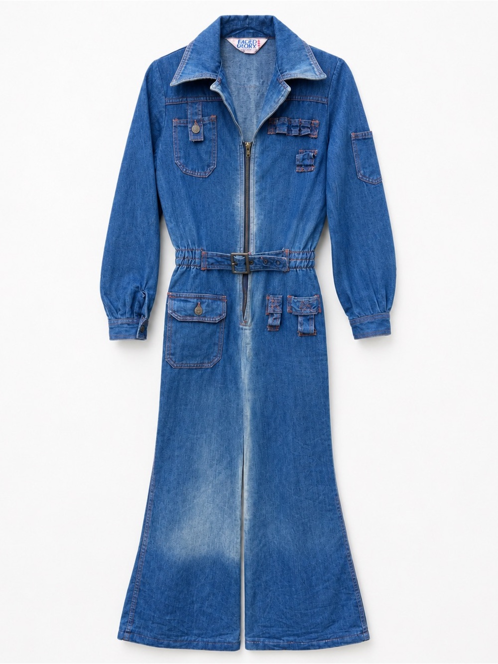 Rare Vintage Faded Glory by Appendagez Denim Jumpsuit XS Made in Hong Kong